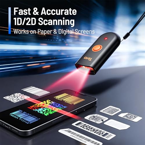 Tera 2D Mini Orange Waterproof Wireless Barcode Scanner - Portable Pocket Reader