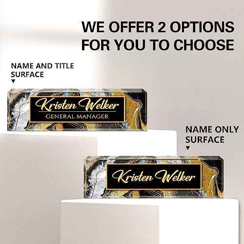 Custom Name Plate for Desk, Desk Name Plate Personalized, Office Decor for Women Men, Acrylic Desktop Accessories, Office Appreciation Gifts for Boss Social Workers Teacher Nurse Employee (Black Coast)