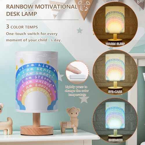 Classroom Reading Corner Rainbow Inspirational Desk Lamp, 3 Light Modes, USB Powered, for Bedroom,Calming Corner Decor, Cozy Center, Book Center and Supplies, 10 inch Height.