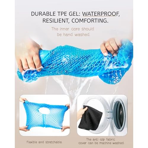 Gel Seat Cushion for Long Sitting & Hip Pain Relief (Large Size) - Cooling 3D Cushions for Office Chair, Car, Wheelchair, Breathable & Non-Slip Cover with Pressure Relief Technology