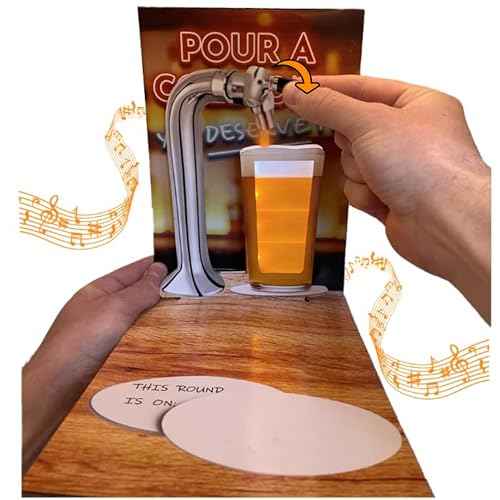 MACHERA Pour Your Own Beer Funny Birthday Cards for Men Women Dad Husband Son, Beer Birthday Cards for 21st, Retirement - from Daughter Son Kids & Wife with interactive Beer Tap