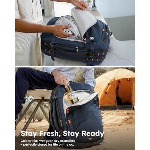 Tolaccea Travel Backpack, TSA Friendly Flight Approved Carry-on Luggage Water-resistant Business Rucksack, Durable Large Computer Bag Daypack Fits 15.6 Inch Laptop, 35-45L Expandable - Navy