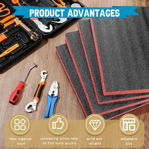 Outus 4 Pcs Cuttable Polyurethane Foam Pads Craft Foam Insert for Cases Packing Padding Camera Toolbox Storage(16 x 12 x 1.5 Inch, 16 x 12 x 2 Inch,Red, Black)