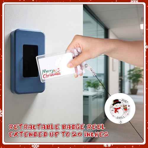 3 Pack Christmas Badge Reel Retractable with Alligator Swivel Clip Cute Holiday Badge Reels Funny Christmas Tree ID Badge Holder for Office Nurse Student