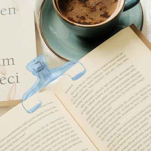 2Pcs Strong Book Clip Transparent Blue Book Page Holder Clips, Page Holders Book Reading Opener Accessories, Multifunctional Practical Book Clips Transparent Portable Reading Book Page Holders