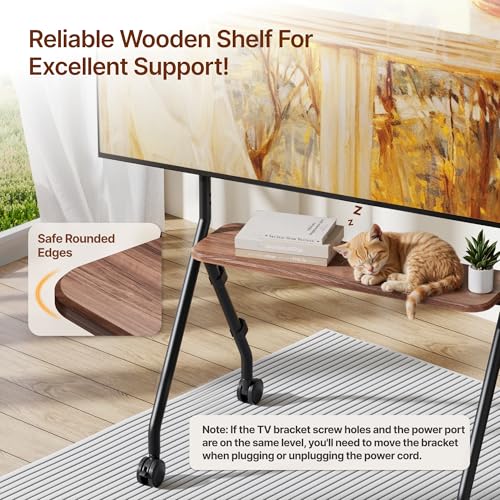 ECOTINY Rolling Easel TV Stand for 49-80" TVs, 110 lbs, Black (Black) – Mobile TV Cart