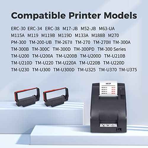 MYCARTRIDGE Compatible Ribbon Cartridge Replacement ERC30 ERC-30 ERC 30 34 38 B/R for use in ERC38 NK506 (Black Red, 30 Pack)