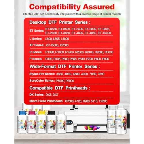 Low-Sediment DTF White Ink 500ML DTF Transfer Ink for PET Film Pigment Ink Refill for P600 P800 DX5 XP600 4720 i3200 i1600 5113. High Fluidity, Whiteness & Coverage 500ml x 1, White
