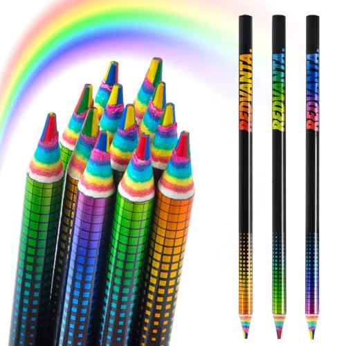 Stocking Stuffers, Rainbow Colored Pencils for Kids, Art Supplies for Coloring, Drawing, Shading, Stocking Stuffers for Teen Girls, Boys 12 Count