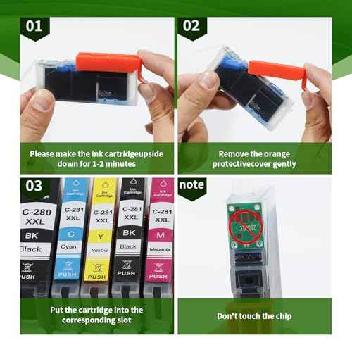 15 Pack 280 281 Ink Cartridge Replacement for Canon PGI 280XXL CLI 281XXL Ink Cartridges 280XL 281XL TR8620a TR8620 TR8520 TR8600 TR7520 TS702a TS9520 TS9521C TS6120 TS6220 TS9120 TS6320 TS8220