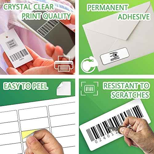 15,000 Printable Mailing Address Labels, White Blank Labels for Laser/Inkjet Printer, Permanent Adhesive