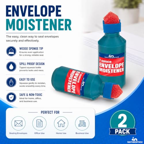 1InTheOffice Envelope Moistener 2-Pack - Easy-to-Fill Water Sponge for Envelopes