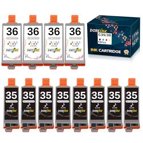 PGI-35 CLI-36 Ink Replacements for Canon TR150 Ink Cartridge, Compatible for Canon 35 36 Ink Cartridge Work with TR150 iP110 iP100 Mini260 Mini320 Printer (8 Black, 4 Tri-Color) 12 Pack