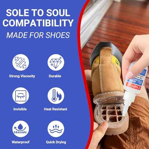 Shoe Glue, Super Clear Shoe Glue Sole Repair, Heavy Duty Repair Adhesive for Boot, Sneakers, Rubber Insole, Bottom, Leather Shoes, High Heels,Sandals, Waterproof, Quick Fix and Easy to Use