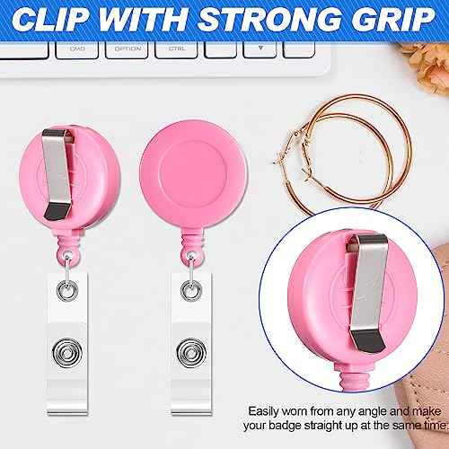 Harloon 150 Pcs Badge Reels Retractable Badges Holder Back to School Retractable ID Clip 27.6 Inches Hanging Holder Reels for Teacher Students ID Keychain Whistles Lanyards, 25 Colors