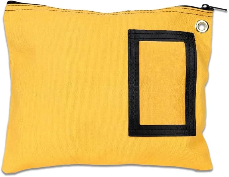 12” x 9” Yellow Canvas Interoffice Mailer Bag with Grommet Locking Closure