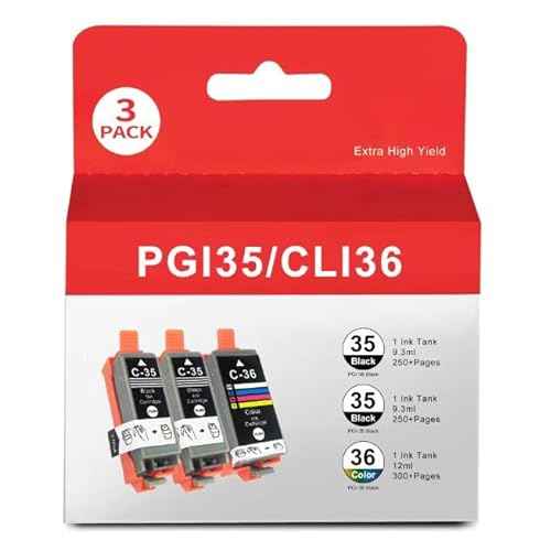 PGI-35 CLI-36 Ink Cartridges Compatible for Canon TR150 Ink Cartridges for 35 36 Ink Cartridge Replacement for Canon PIXMA TR150 TR160 TR152 IP100 IP110 MINI260 MINI320 Printer(2Black,1Color)
