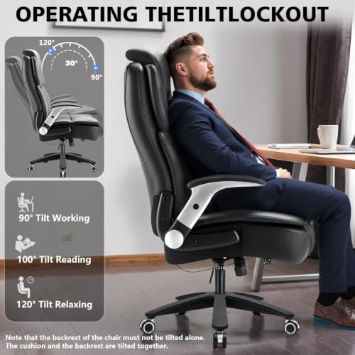 Zonelucky Black Heavy-Duty Big & Tall Office Chair, 600 lb Rated Ergonomic Desk Chair