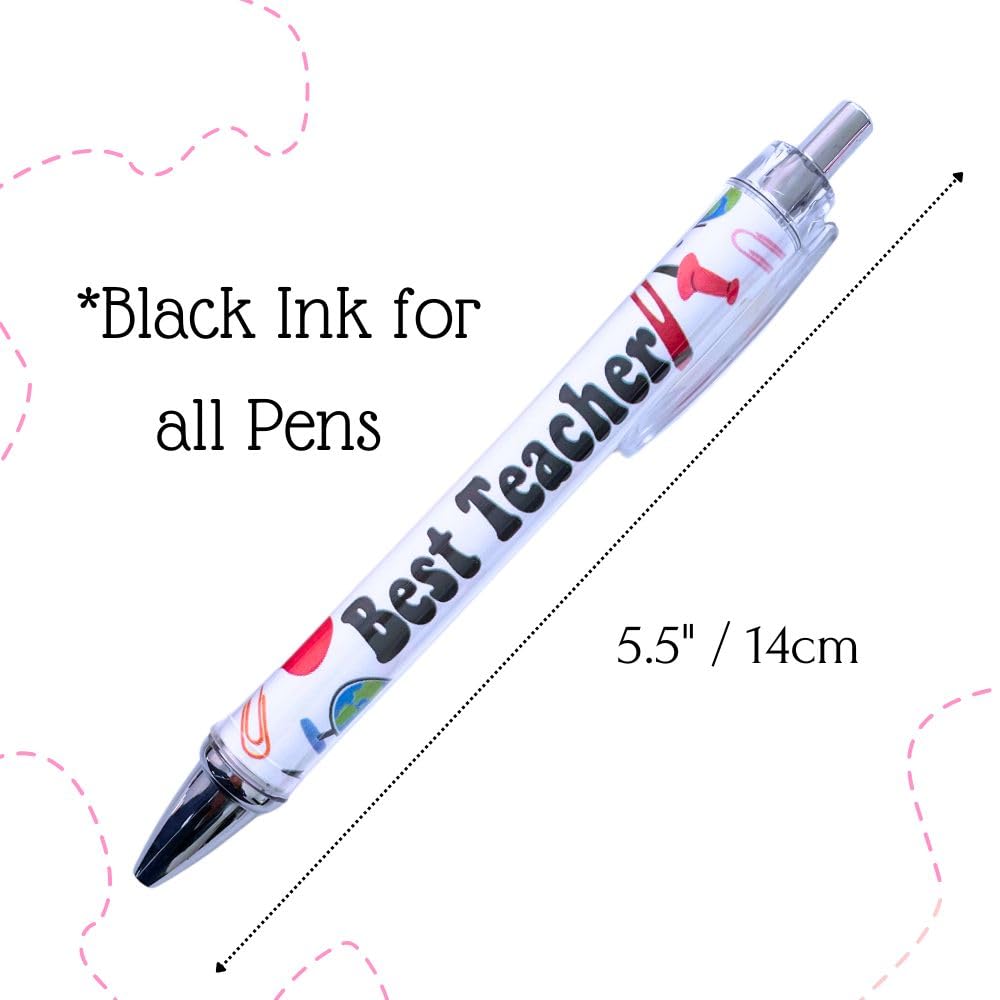 12PC Teacher Pen | Fun Cute Funny Cool Best Pens for Men Women Set Pack Teach Love Inspire School Preschool Appreciation Gifts Supplies in Bulk Office Supply Thoughtful Professor of the Year