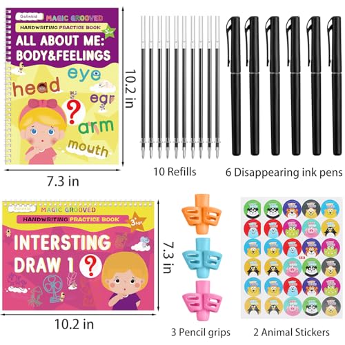 Golinkid Magic Grooved Handwriting Practice Set for Kids Ages 3-10