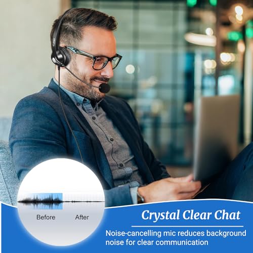 Callez Yealink Phone Headset with Quick Disconnect Cable, RJ9 Office Telephone Headset with Mic Noise Cancelling Compatible with Yealink T20P T21P T42S T46S T48S T54W Avaya 9608 9611 Grandstream Snom