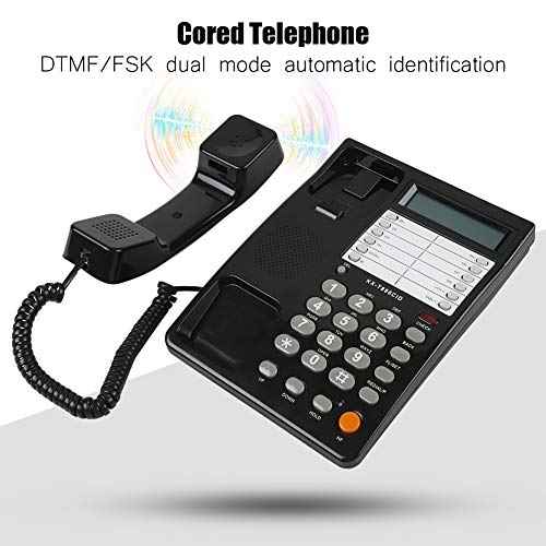Corded Telephone Wired Home Hotel Corded Desktop Phone Office Landline Telephone DTMF/Support (Black)