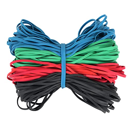 AIWOQI 120pcs Large Rubber Bands 0.31in x 0.15in Assorted Colors 7in Flat Length