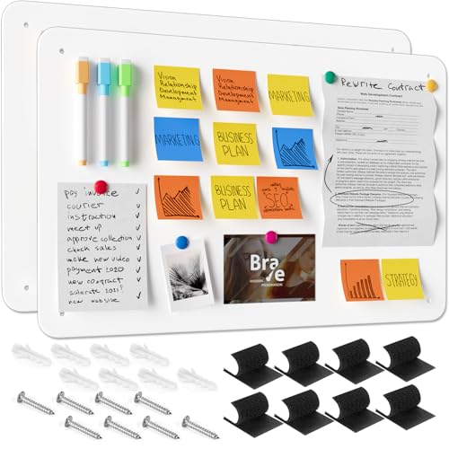 MaxGear White Magnetic Board 17.5x11.4 Inches 2-Pack Wall Organizer