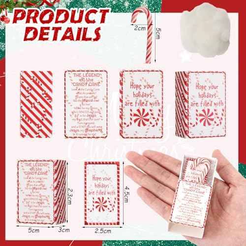 100 Sets Christmas Candy Cane Story Gifts Mini Plastic Candy Cane with the Legend of Canes Cards Christmas Stocking Stuffers Church Events Party Favors for Coworkers Teachers