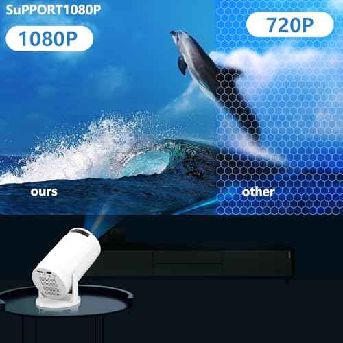 Mini Projector with WiFi ,720P HDMI 150 ANSI Portable Projector, Lightweight Adjustable Angle Stand, Manual focusing, Compatible with Smartphone/TV Box/Laptop, for Home Entertainment