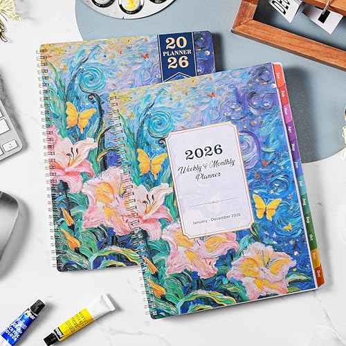 2026 Planner - Planner 2026 Weekly and Monthly from January to December, 9" x 11", 2026 Weekly Monthly Planner with Inner Pocket, Colorful Coated Tabs