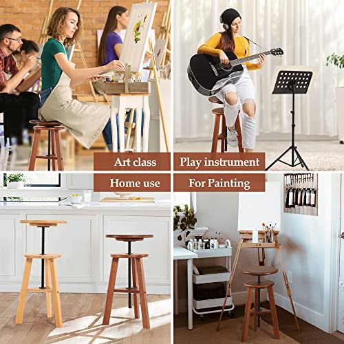 VISWIN Adjustable Drafting Stool for Artists & Adults, 19"-26" Height Solid Beech Wood Art Stool for Studio, Swivel Drafting Chair for Drawing, Home Use, Office, Kitchen