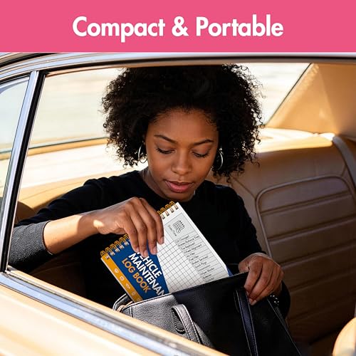 Hebayy Vehicle Maintenance Log Book 110 Sheets with 36 Service Due Stickers, 5.5 x 7.1 Inch Car Repair Recorder