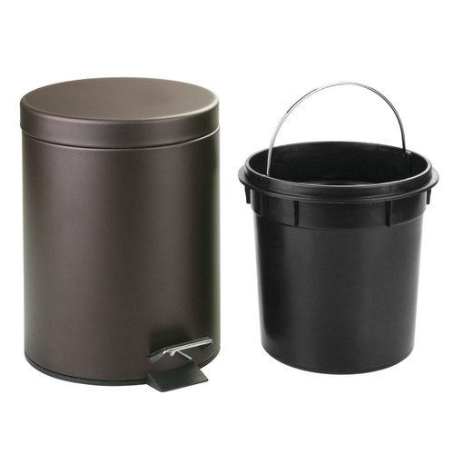 Rocky Mountain Goods Small Trash Can with Step Lid - 1.85 Gallon - Trash can for bathroom, bedroom, office - Heavy duty metal - Foot pedal opening - Removable inside pail with handle (Venetian Bronze)