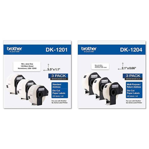 Brother Label Printer Genuine DK Label Rolls (DK-1201 & DK-12043PK)