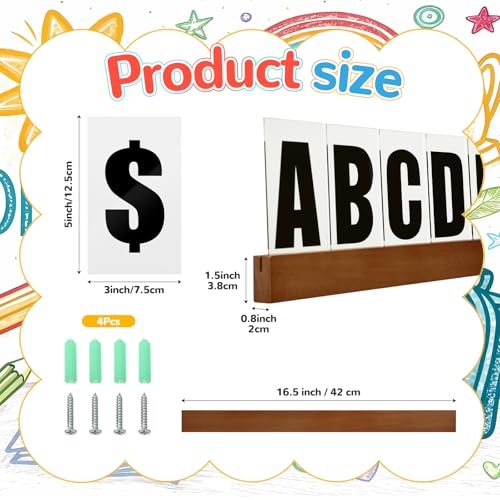 Classroom Wall Letter Ledge Set with Changeable Acrylic Letters - Wooden Shelves