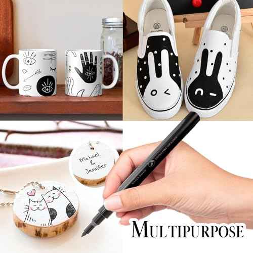 Black Paint Pen Fine Tip | Set 4 Fine Tip Black Paint Pen 0,7mm | Acrylic Marker For Ceramics, Rock Painting, Glass, Wood, Canvas, Metal