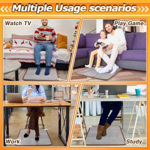 Heated Floor Mat - Foot Warmer Under Desk, 19.7x21.7in Heated Feet Rest for Home Office Desk, Winter 110V Electric Heating Pad with 3 Timers & 10 Adjustable Temperature