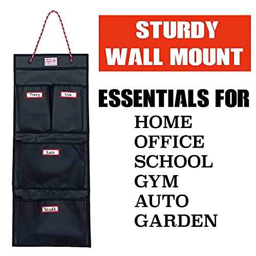 Rough Enough Locker Organizer Hanging Accessories Storage Organization with 4 Pockets for Work Door Gym Wall Black Tarpaulin