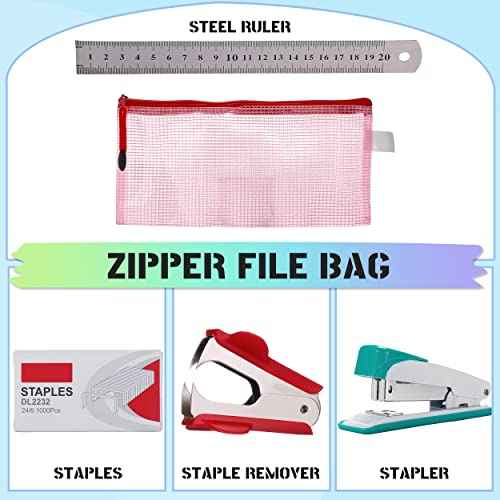 Ludato 39pcs Office Supplies Set - Desk Accessory Kit with Pen Holder Stapler Staples Staple Remover and Paper Clips - Complete Office Stationery Set for Home or Work