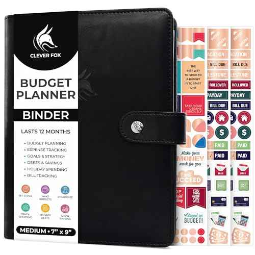 Clever Fox Budget Planner Binder ? Monthly Financial Organizer Book with Pockets, Bill Tracker, Expense Tracker & Cash Envelopes ? Undated Finance Journal for Budgeting ? 7¡È x 9¡È (Black)