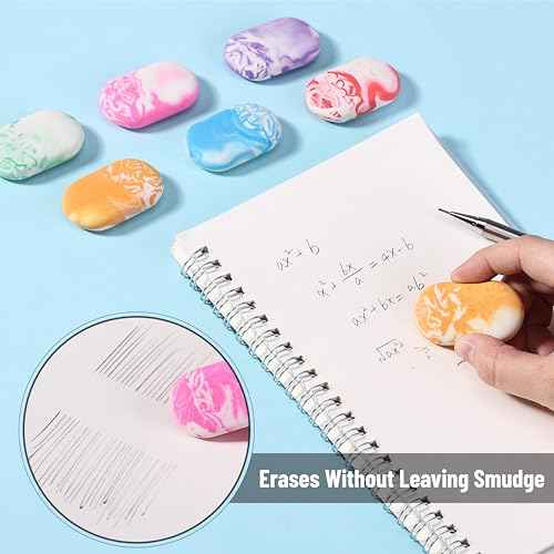 Mr. Pen- Erasers, 24 Pack, Vibrant Colors, Marble Pencil Eraser, Cute Eraser for Kids, Big Erasers for Pencils