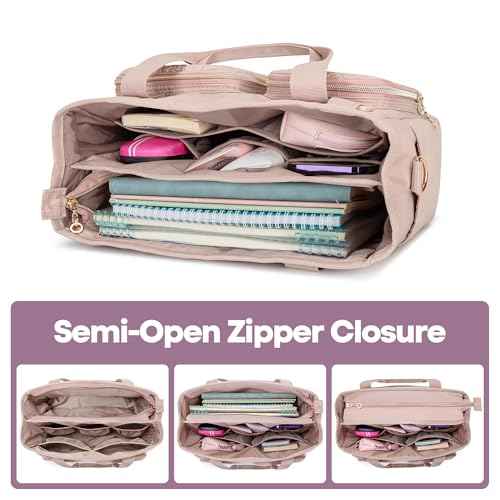 Teamoy Journal Supplies Storage Case, Journaling Supplies Planner Bag, Travel Organizer Holder for B5 Notebooks, Planner, Pens, and Journal Accessories, Pink Quilted