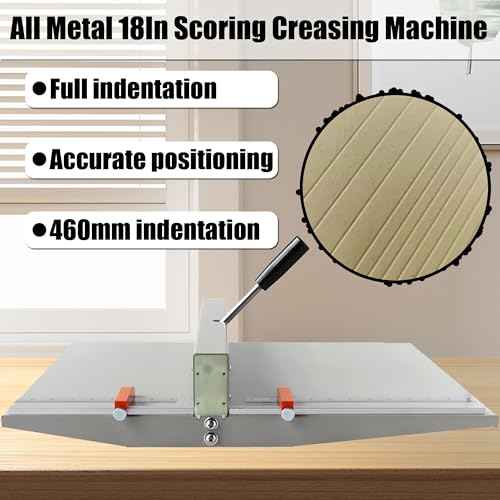 Manual Creaser 18In Desktop Creasing Machine Paper Card Creaser Manual Paper Folding Creaser with 2 Adjustable Block Positioning Rulers for Paper Cardstock Photos Indentation Depth 0.02''