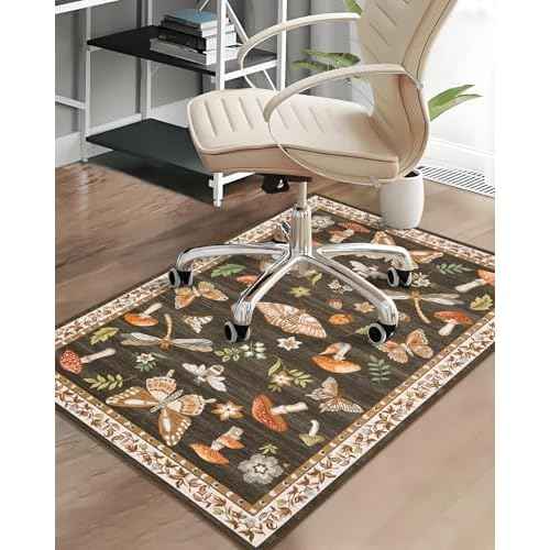 Office Chair Mat for Hardwood Floor,Mushroom 48"x60" Computer Chair Mat for Rolling Chairs Carpet,Under Desk Non Slip Gaming Rug,Low-Pile Rubber Backing Large Protector Mat (Brown)