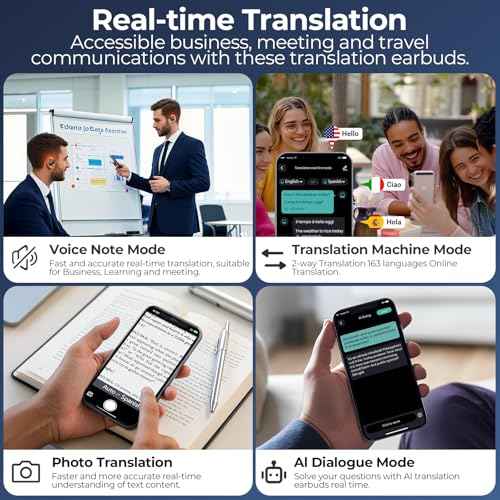 AI Translation Earbuds Real Time 80H Playtime 164 Languages Translator Ear Buds with Glowing Earhook Bluetooth Translating Headphones audifonos traductores ingl?s espa?ol for Travel Business Meeting