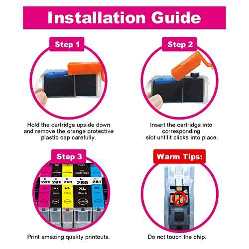 PGI-280 XXL CLI-281 XXL Compatible Ink Cartridges Replacement for Canon 280 281 Work with Pixma TR8620a TR8620 TS702a TS9520 TS9521C TR8520 TS6220 TS6320 TS8220 (15-Pack, PGBK/BK/C/M/Y)
