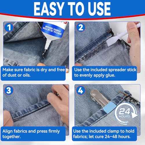 Fabric Glue, 60 ML Fabric Glue for Clothing Permanent Washable, Fabric Adhesive for Rhinestones, Patches, Clothes, Denim, Leather, Polyester, Fabrics, Doll Repair, Flannel, Cotton