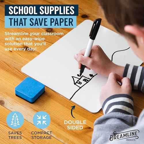 Dry Erase Boards [30pc Double Sided] Lapboards with ClearWipe Coating! Small White Boards - 9" x 12" Mini White Boards for Students, Classroom Teacher Supplies