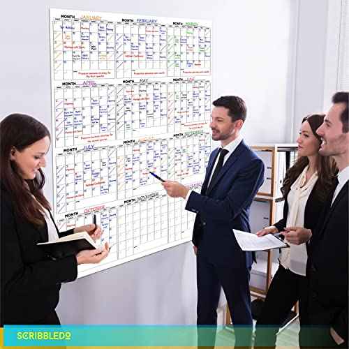 Large White Board Calendar 36"x48" Dry Erase Calendar for Wall Big Dry Erase Wall Calendar Yearly Monthly Wall Calendar Dry Erase Board Planner Includes 6 Markers Eraser Push Pins & Mounting Tape